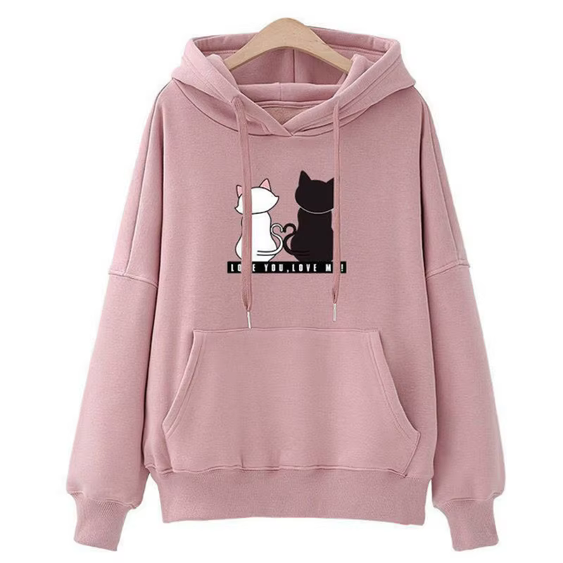 Sweat à capuche décontracté pour femmes, sweat-shirt créatif assorti, Streetwear, motif de chat mign