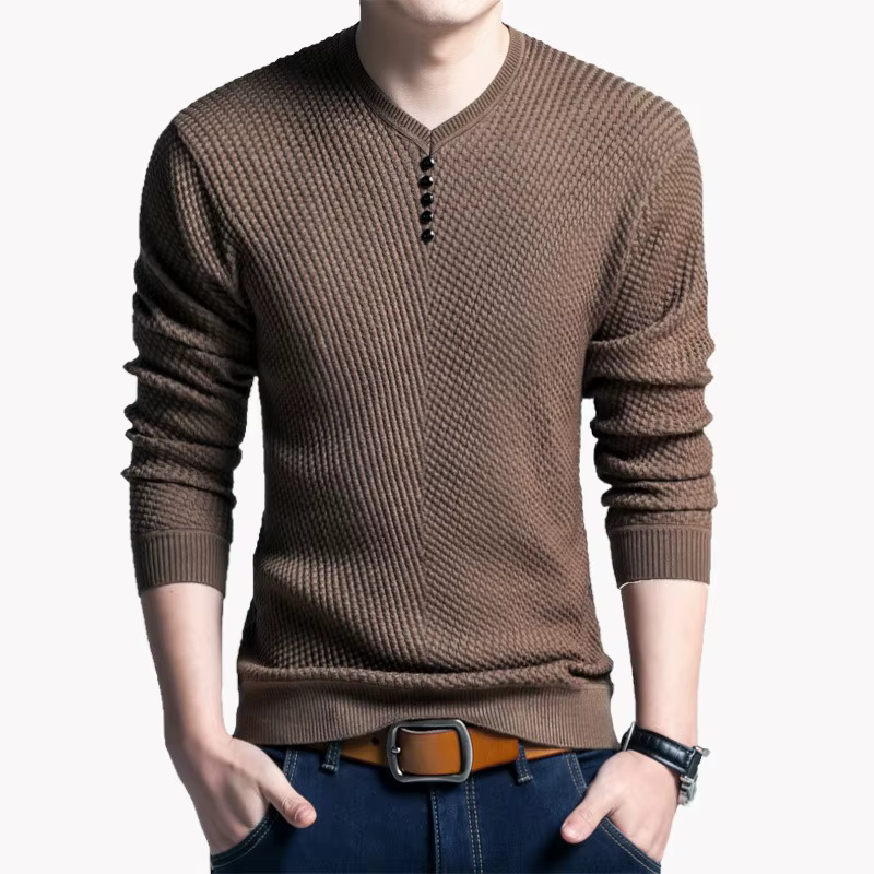 Nouveaux hommes col en v tricoté chandails printemps automne à manches longues pulls mode décontract