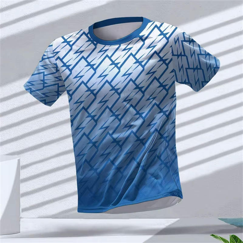 T-shirts de sport à motif géométrique Simple pour hommes, mode d'été, manches courtes, imprimés en 3