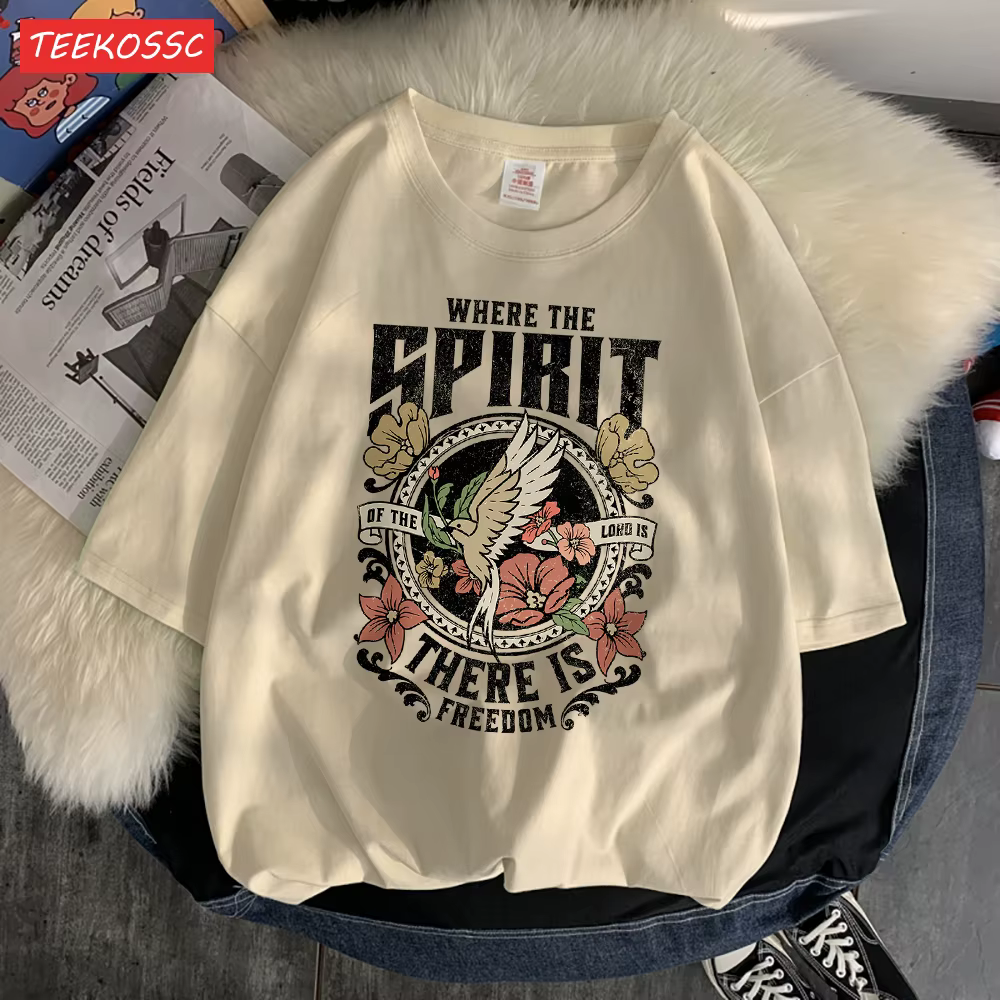 Où l'esprit il y a la liberté imprimé t-shirt pour hommes dessin animé Art t-shirts populaire coton 