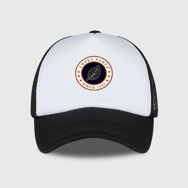 Casquette en maille éponge SENAO Sweet Pants avec logo feuille, collection Printemps/Été, décontract