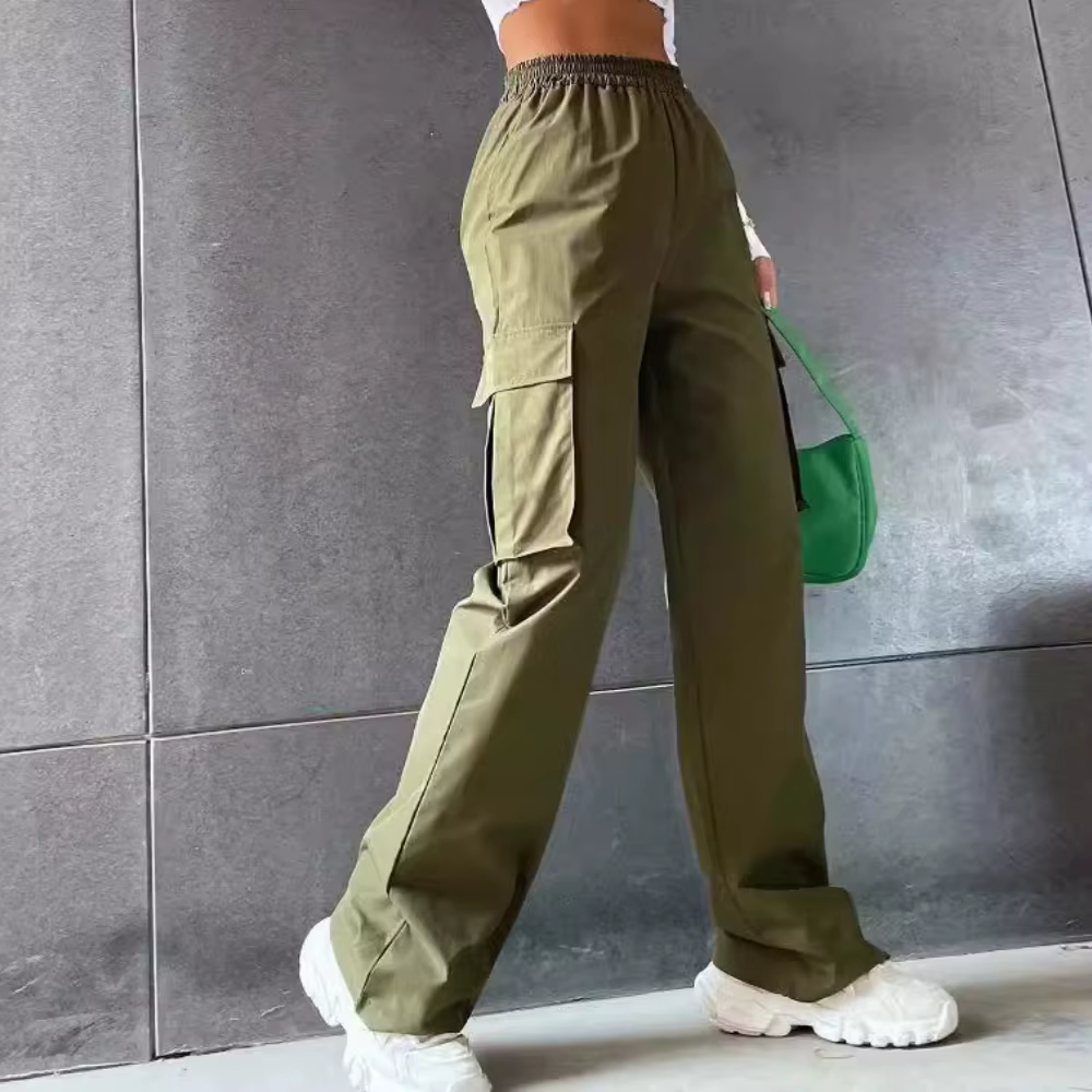 Mode femmes Baggy Joggers pantalon décontracté Communte femme Chic droit Cargo pantalon élastique ta