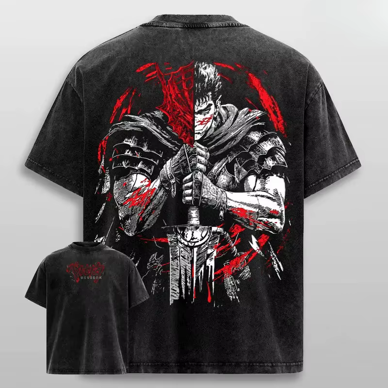 T-shirt graphique cool Anime Berserk Guts pour hommes et femmes, vêtements à manches courtes, t-shir