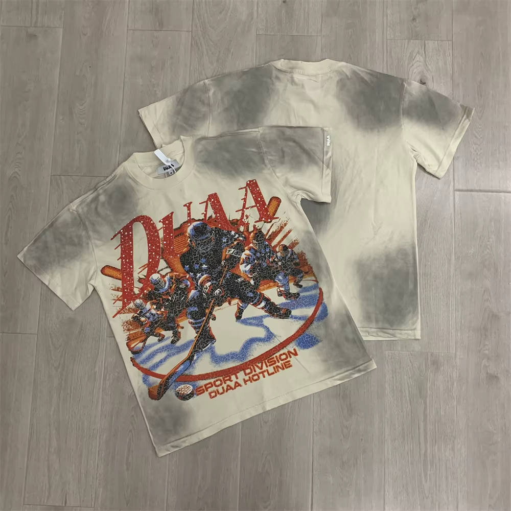 T-shirt Streetwear Tendance Duaa à Manches Courtes Homme Femme, Motif Lettres Vintage et Imprimé Dia