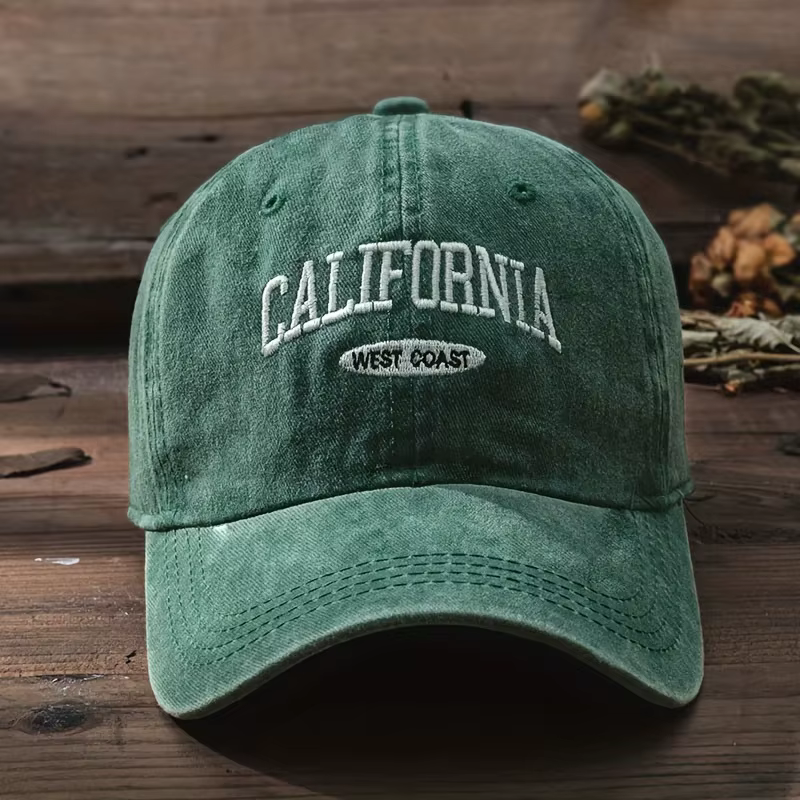 Casquette de Baseball Vintage avec lettrage de la côte ouest de californie, légère, avec lettrage CA