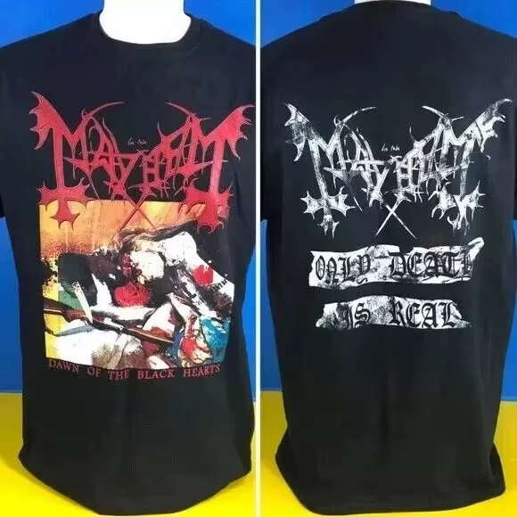 Mayhem Dawn of The Black Hearts T-shirt noir à manches courtes et 2 côtés unisexes