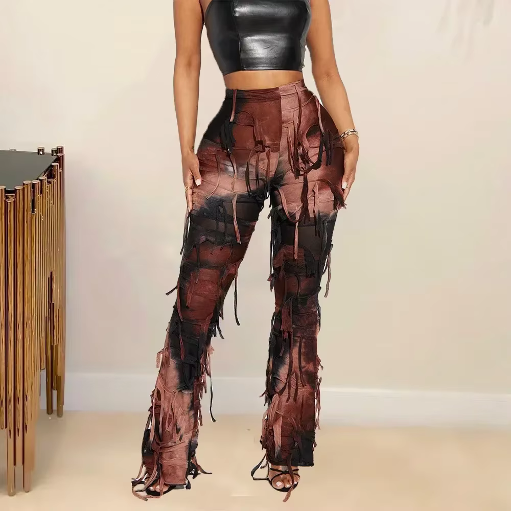 2026 Mode Streetwear Femmes Tie Dye Gland Design Vintage Pantalon Décontracté Personnalisé Style De 