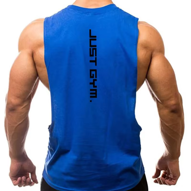 Marque juste vêtements de sport Fitness hommes côtés coupés T-shirts trous de bras tombés débardeurs