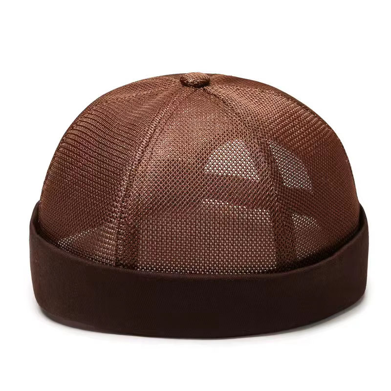Casquette d'été unisexe en maille sans bords, casquette de marin Hip Hop avec manchette roulée, bonn