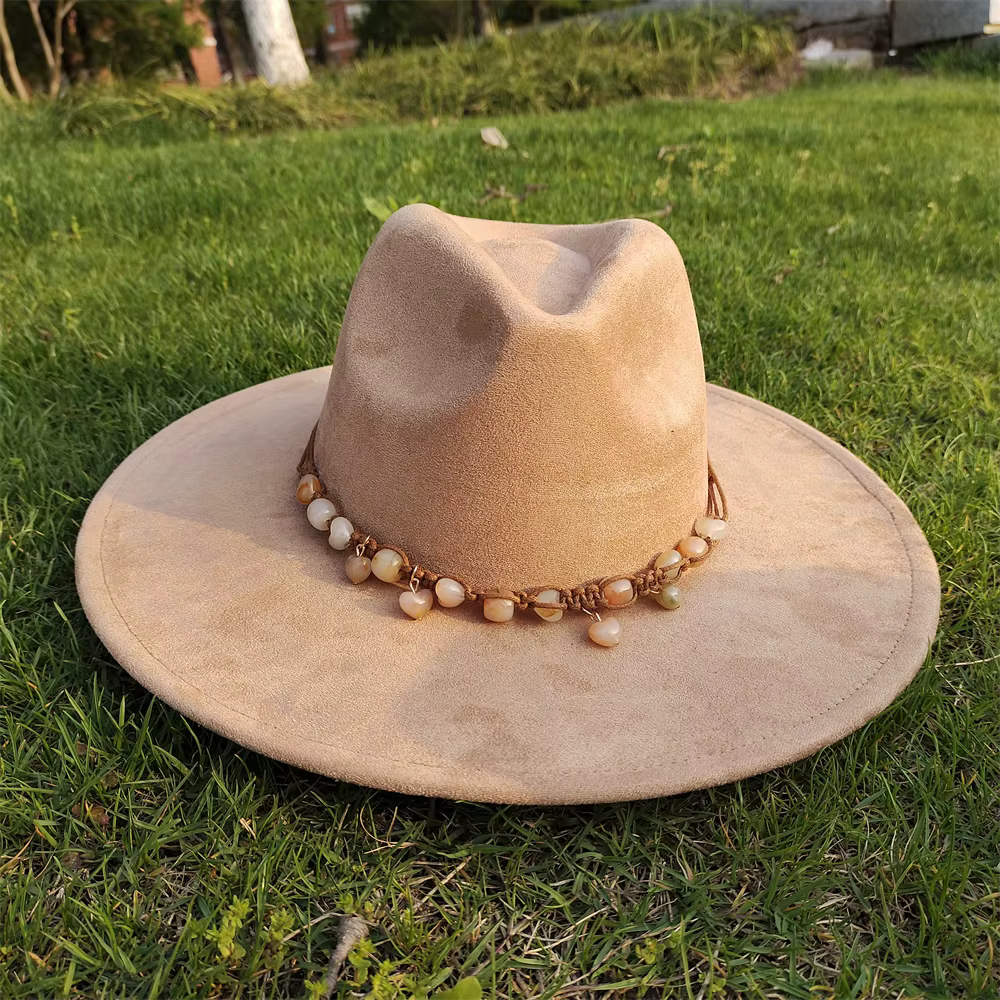 Chapeaux en daim peints à la main bleu ciel pour hommes et femmes, casquette anderFedora Jazz, chape