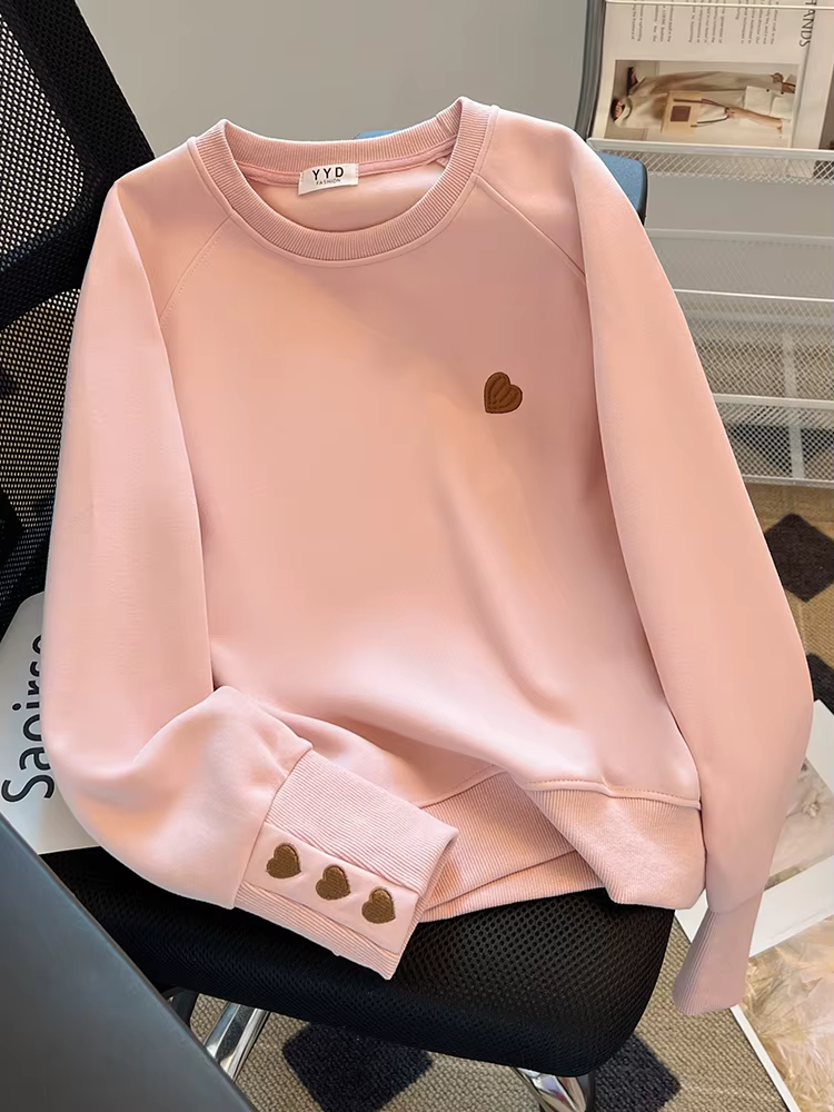 Sweat à capuche à col rond brodé pour femmes, pulls streetwear décontractés, pull à manches longues,