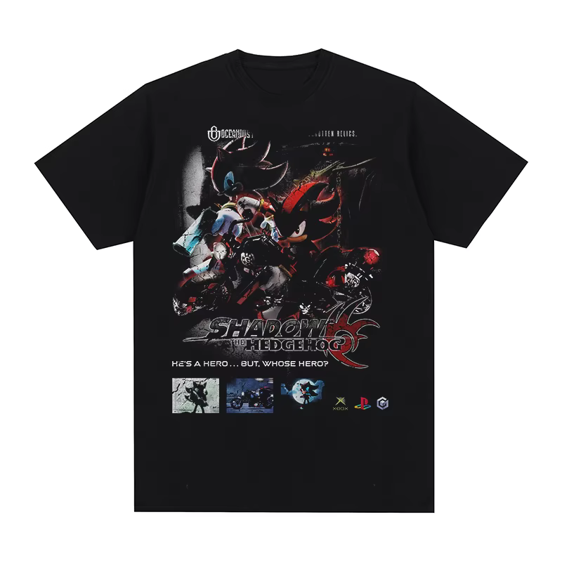 T-shirt Vintage Homme et Femme, Motif Jeux Vidéo Hedgehoged Shadowed, Vêtement Décontracté d'Été en 