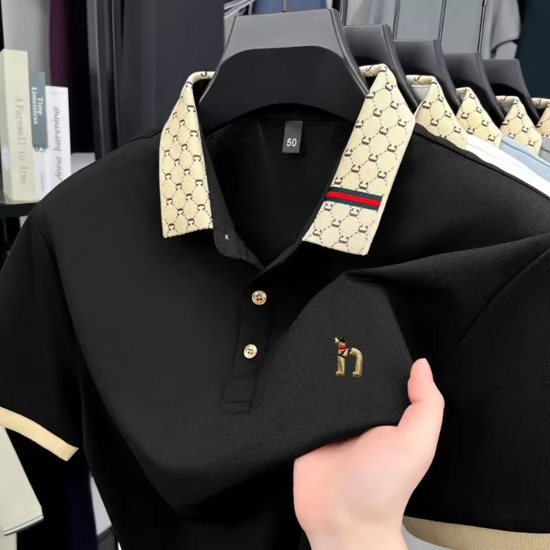Nouveau T-shirt de golf pour homme avec broderie de lettres, style décontracté de luxe, confortable,