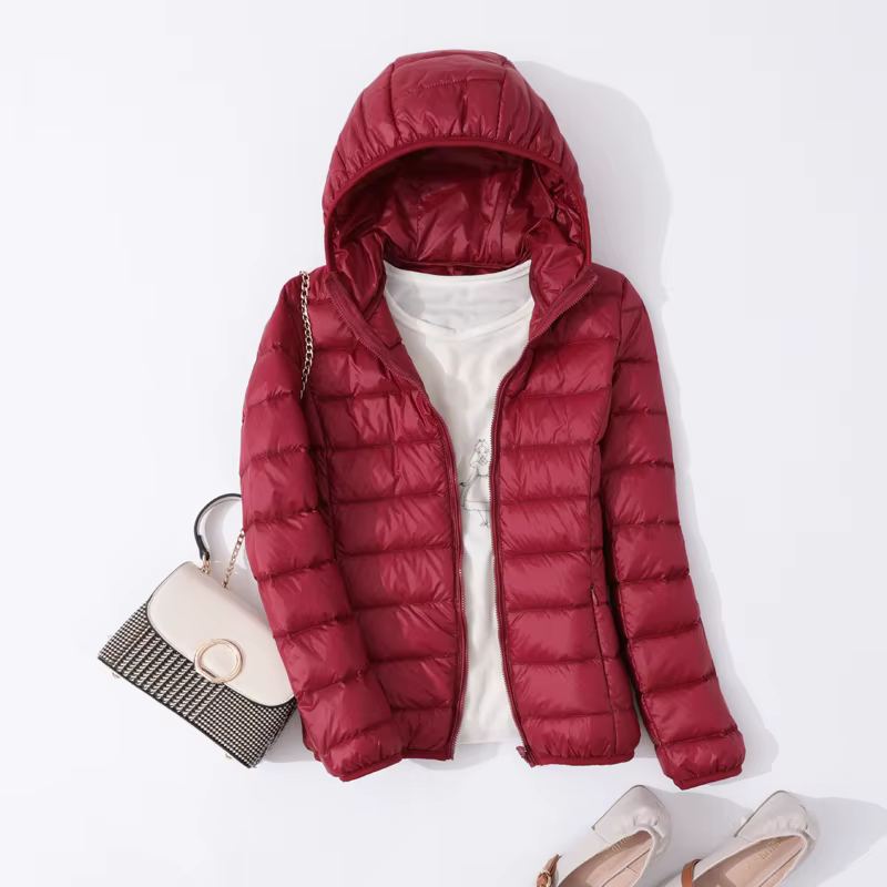Femmes 90% blanc canard doudoune automne femme Ultra léger doudoune hiver mince solide à manches lon
