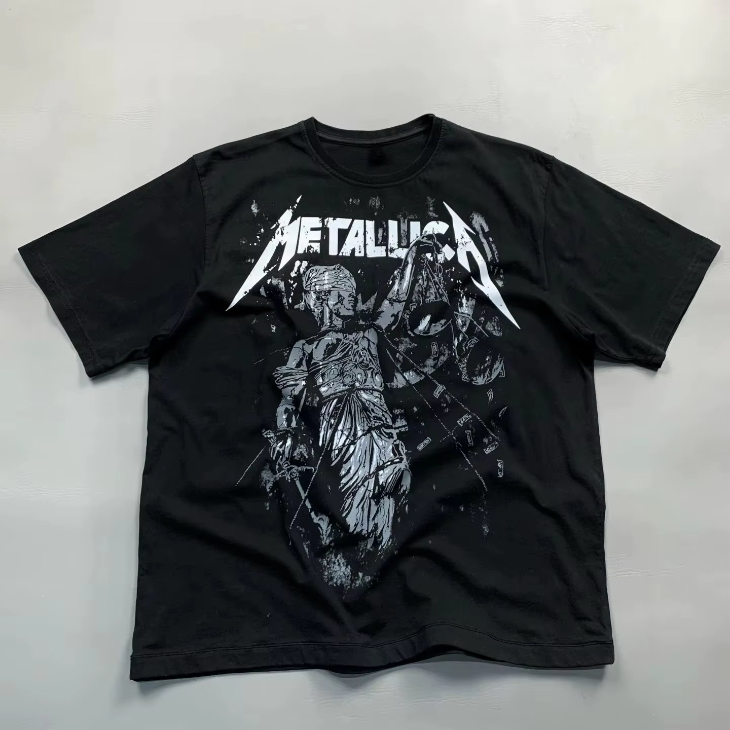 Metallica ...And Justice for All Album Graphic Unisex Cotton Shirt 2026 Summer New Men's Y2k Retro R