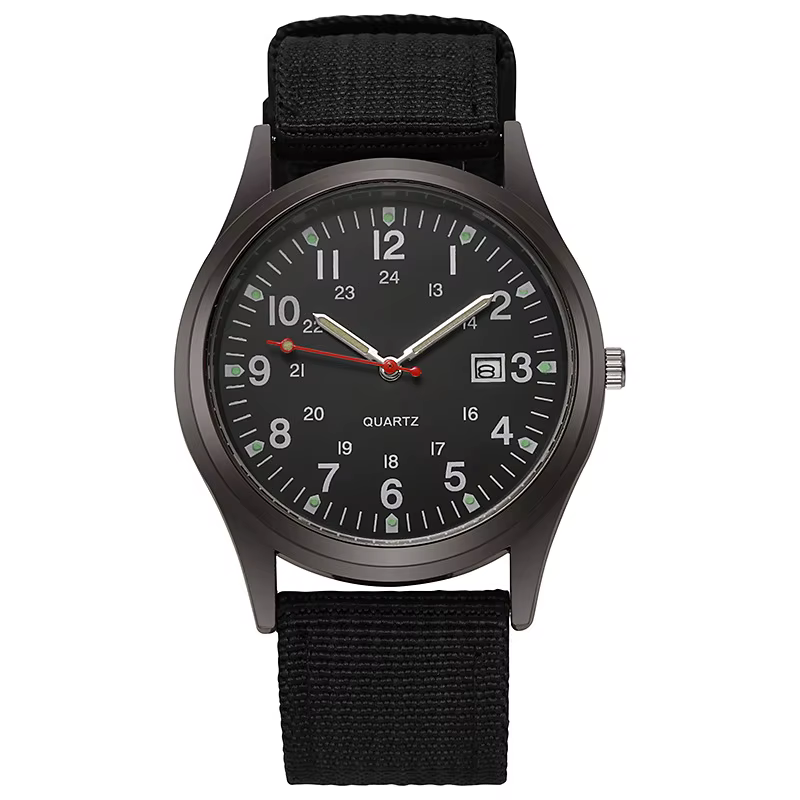 Nouvelle montre en toile pour hommes, montre décontractée à la mode, montre calendrier, montre sport