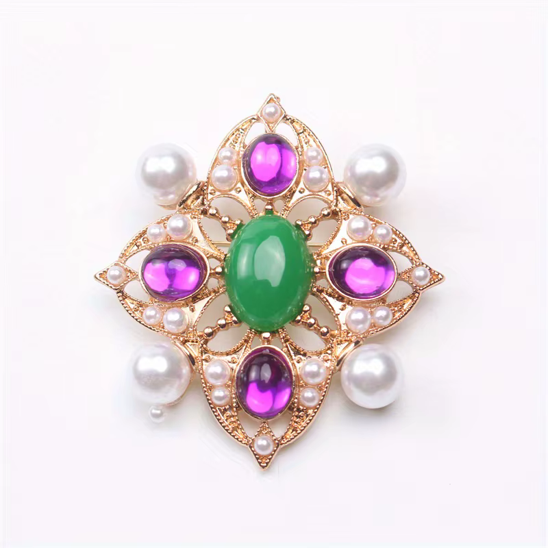 Broche croix de style baroque rétro pour dames, épingle de corsage de cour, accessoires de vêtements