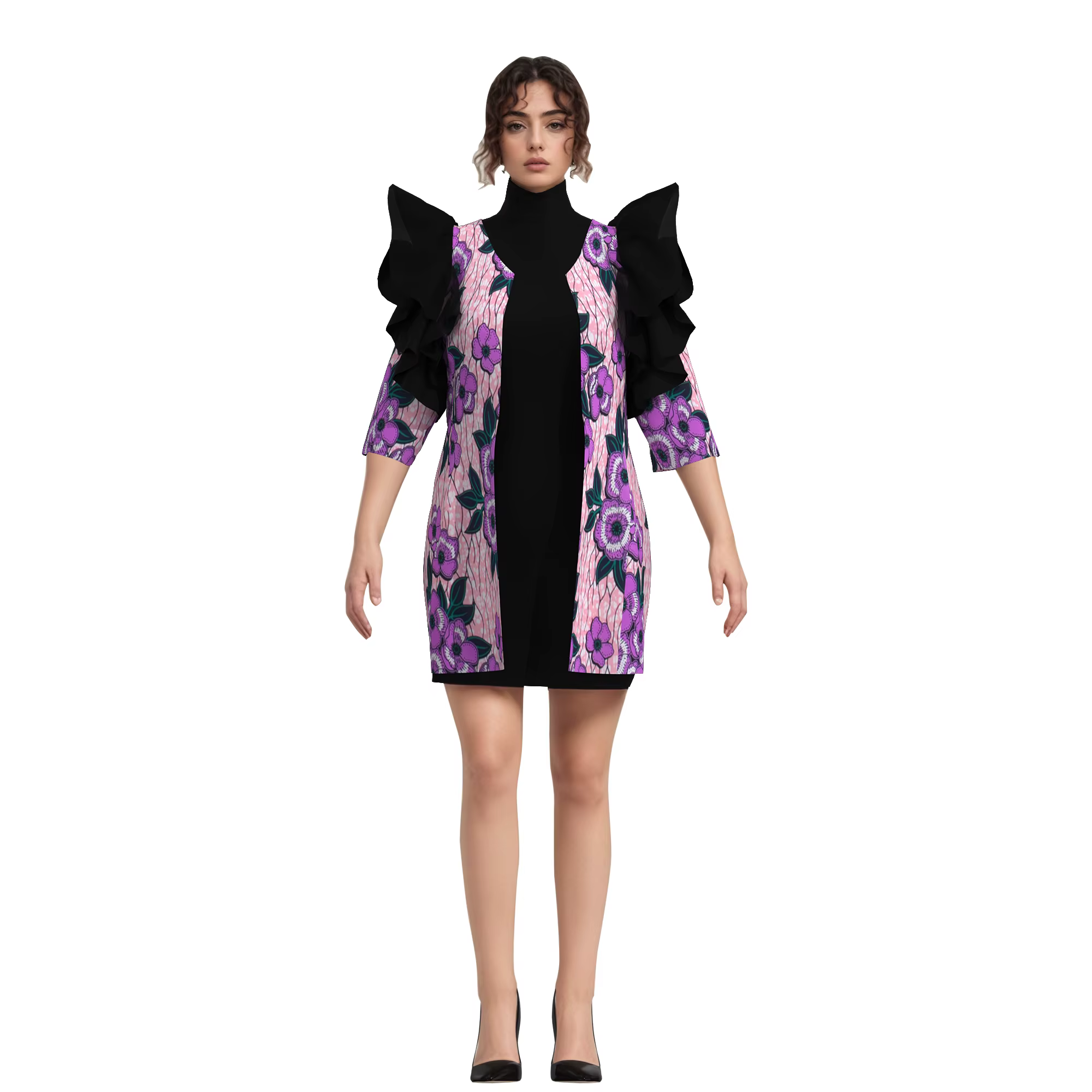 Femmes africaines Blazer point ouvert Ankara impression ligne veste manteau pour femmes dame 3/4 man