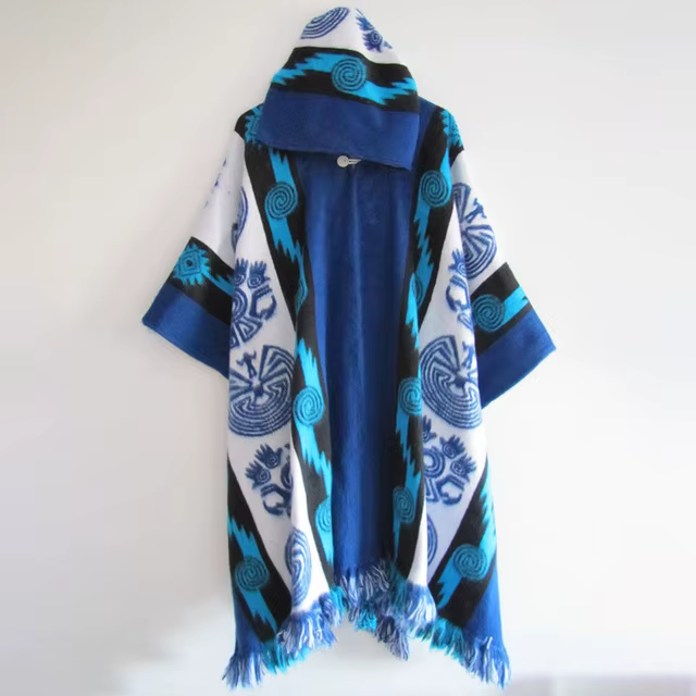Vintage ethnique tricot châle hommes sweat à capuche pour femme Cape pull ample gland Poncho automne