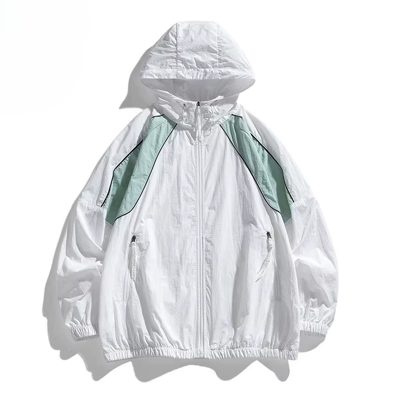 Veste coupe-vent imperméable Harajuku unisexe, veste à capuche de protection solaire d'été, vêtement