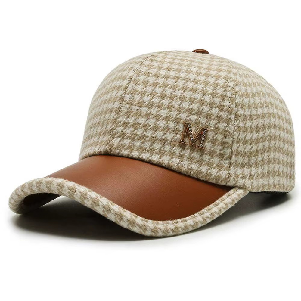Boucle brodée kaki café Streetwear noir réglable Style coréen chapeau pied-de-poule casquette de Bas