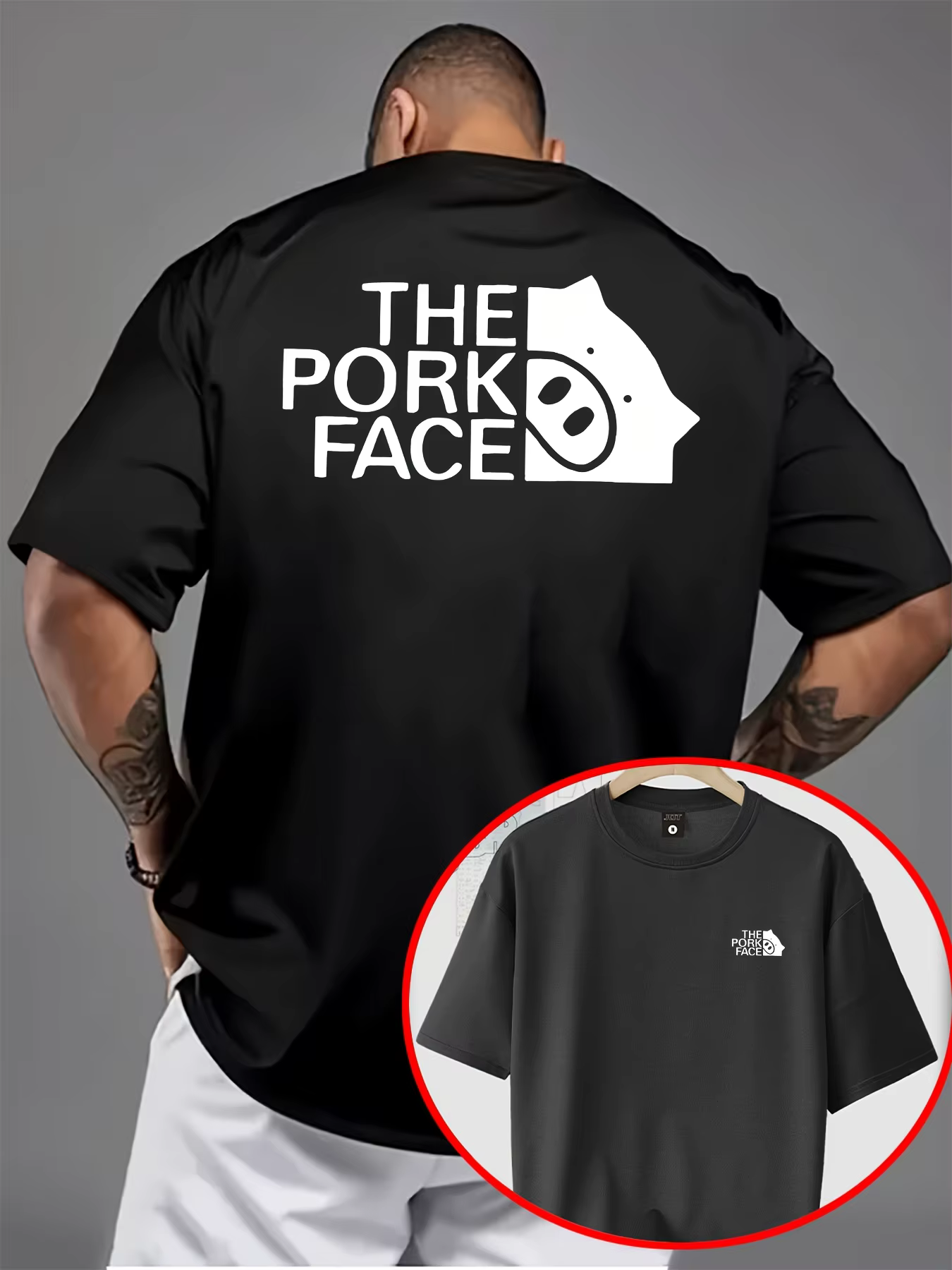 T-shirt en coton pour homme Pig Face, décontracté, vintage, streetwear, tendance hip-hop, mode été, 