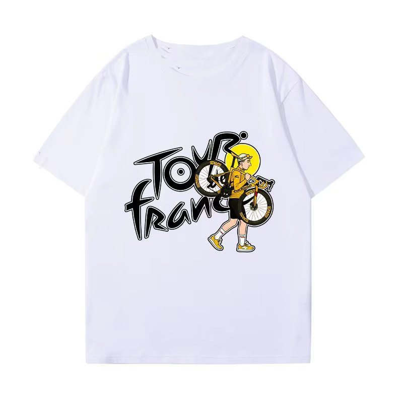 T-shirt Cyclisme Tour de France Pogacha – Nouvelle Collection Été – Col Rond – Vélo de Route – Coton