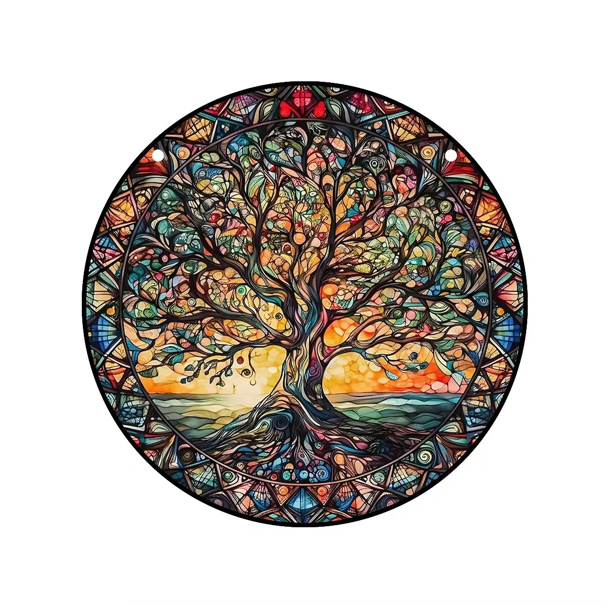 Décoration murale en acrylique peinte à la main |   Décoration de porche ronde pour les fêtes, panne