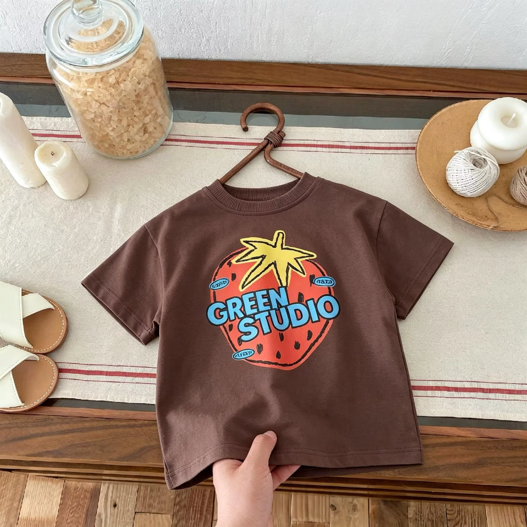 T-shirt imprimé motif fruits pour enfants, nouvelle collection 2026, hauts à manches courtes pour fi