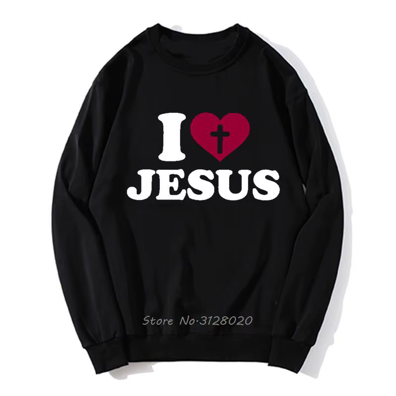Sweat à capuche I Love Jesus pour homme, sweat-shirt unisexe, sweats à capuche religieux croix de Di