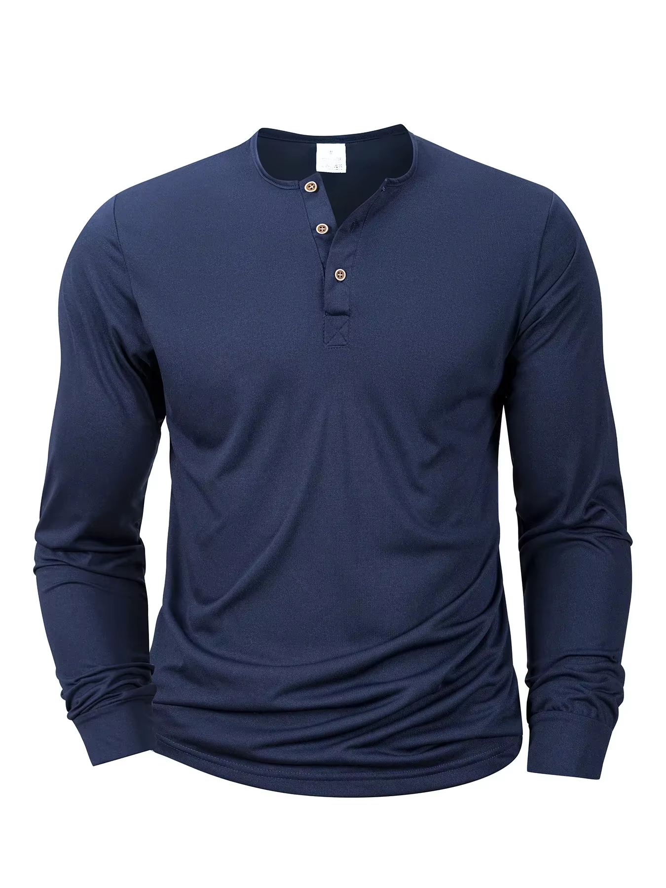 Hommes T-shirt à manches longues coupe ajustée chemise à bascule hauts de Fitness t-shirts bouton co