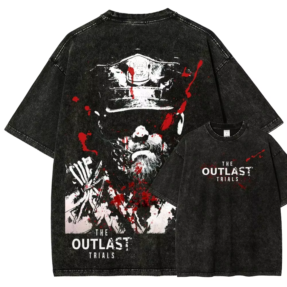 T-shirt imprimé graphique The Outlast Trials, jeu d'horreur, d'action et d'aventure, pour hommes et 
