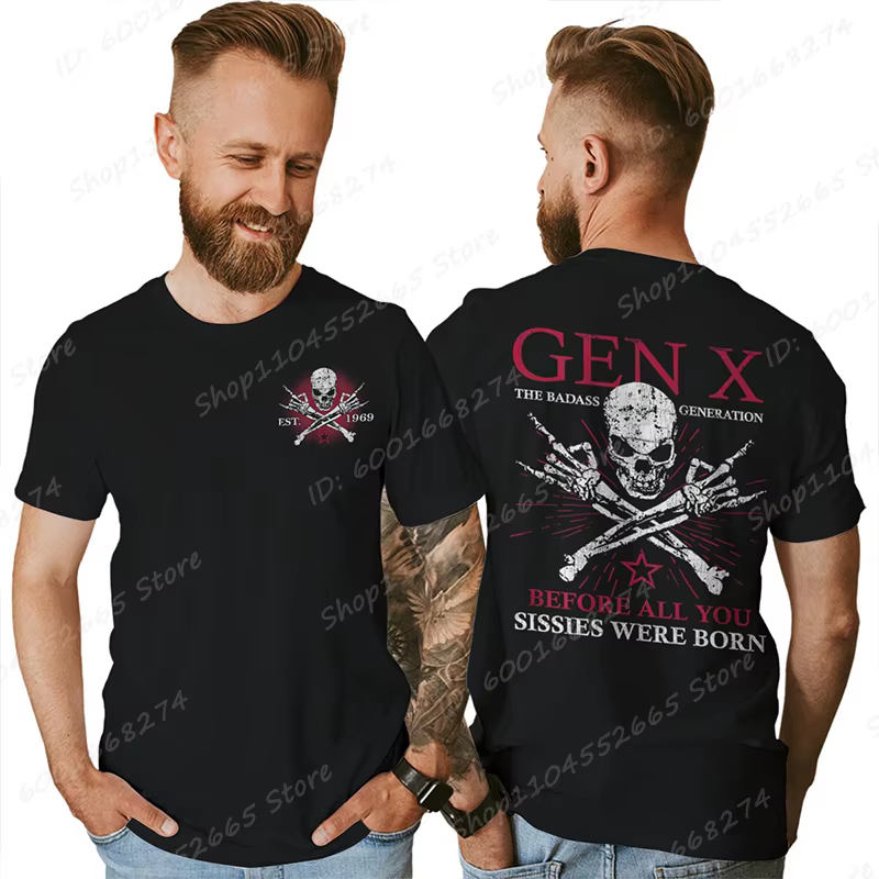 Drôle Gen X la génération Badass surélevée par des crânes T-Shirt à manches courtes T-shirts hommes 
