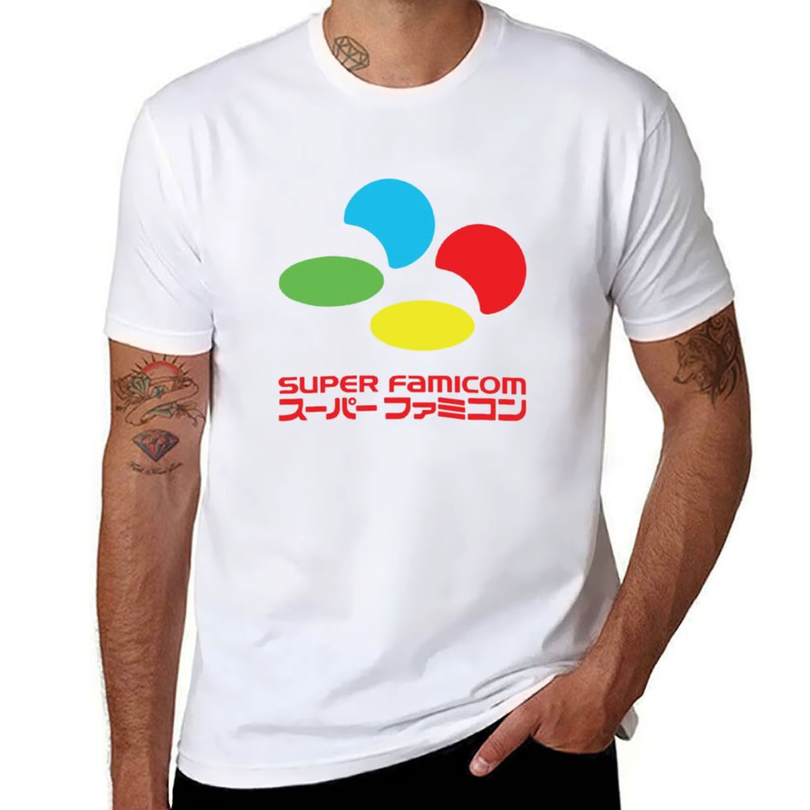 T-shirt Super Famicom pour homme, pack de t-shirts graphiques blancs pour hommes, t-shirt 100% coton
