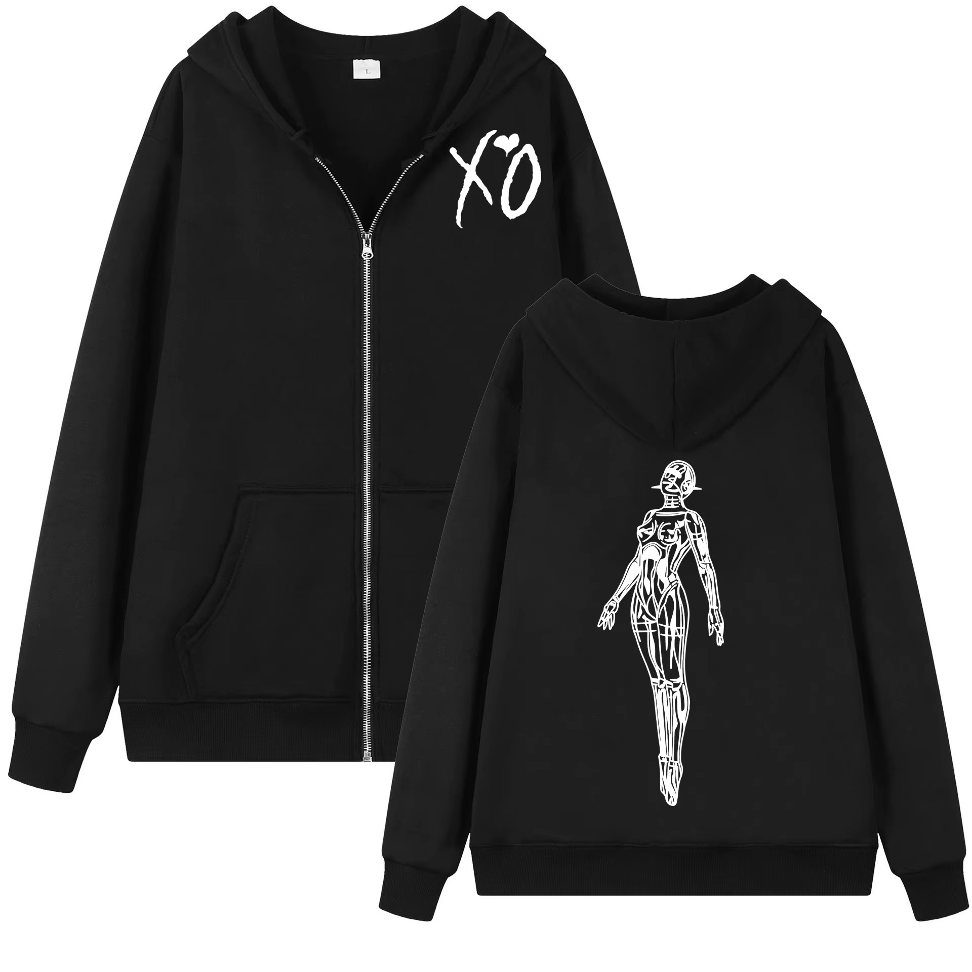 Sweat à capuche zippé The Weeknd, style hip-hop, veste zippée, pulls décontractés en polaire pour ho
