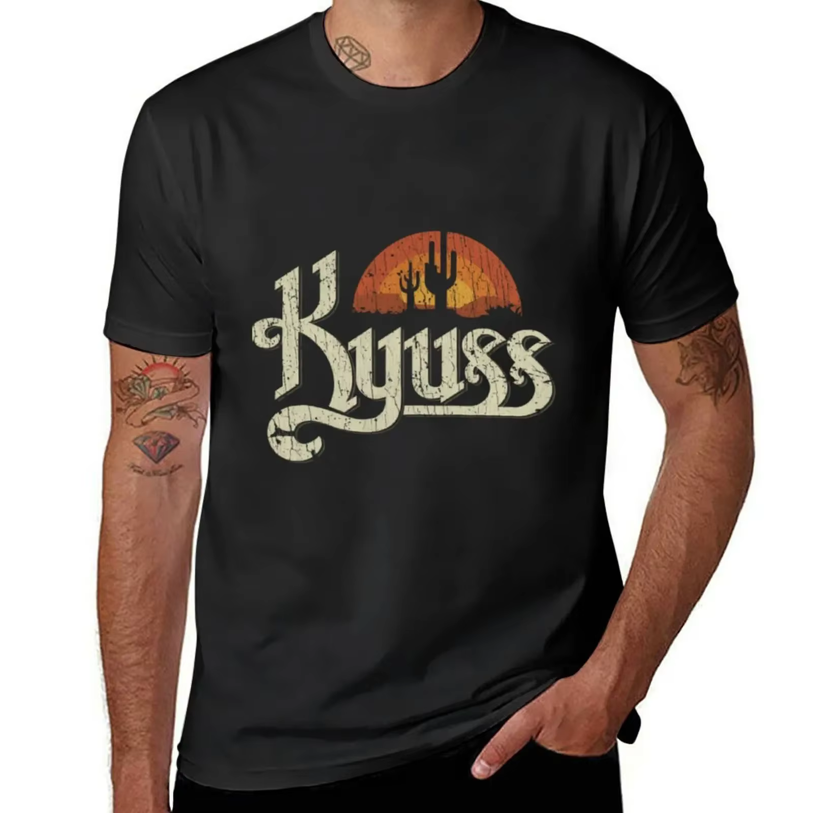 Kyuss coucher de soleil 1987 T-Shirt graphique coton t-shirts hommes été hauts imprimé Animal surdim