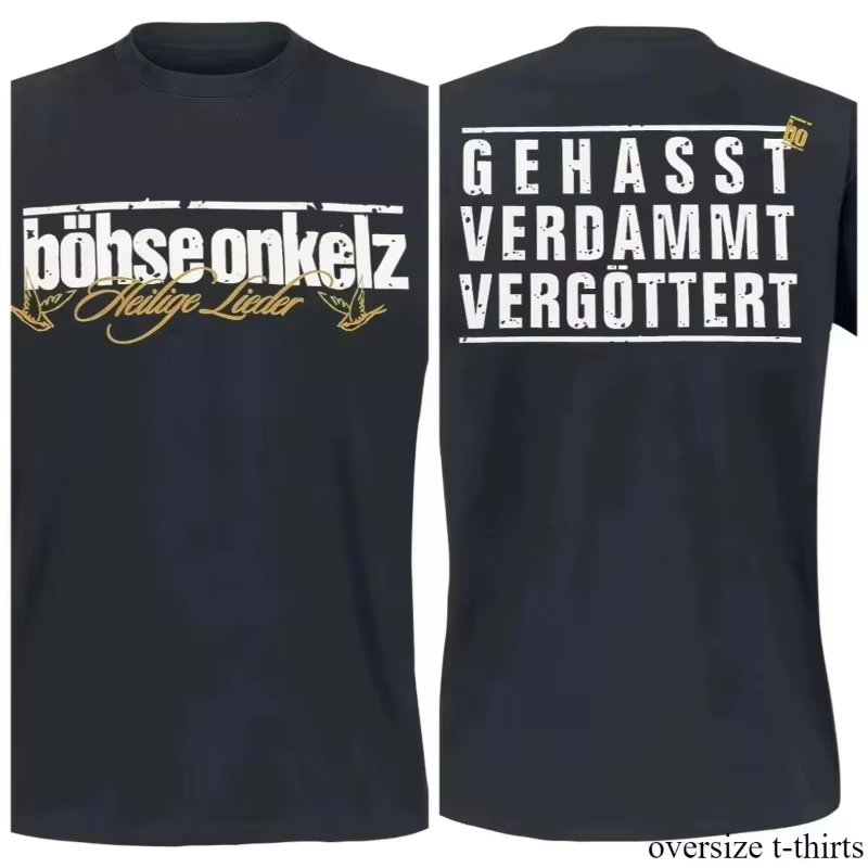 T-shirt Böhse Onkelz Vintage Lavé, Motif Groupe Punk Rock, Unisexe, Coupe Oversize, Col Rond, Coton,