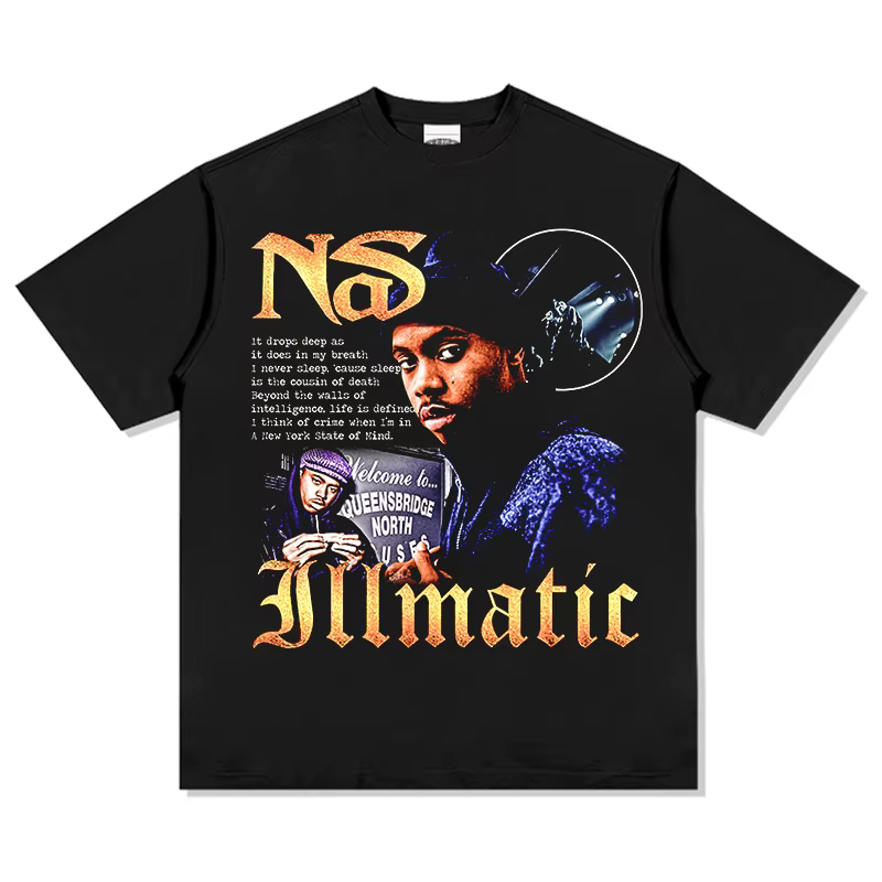 T-shirt graphique Nas Illmatic pour hommes et femmes, en coton surdimensionné, confortable, classiqu