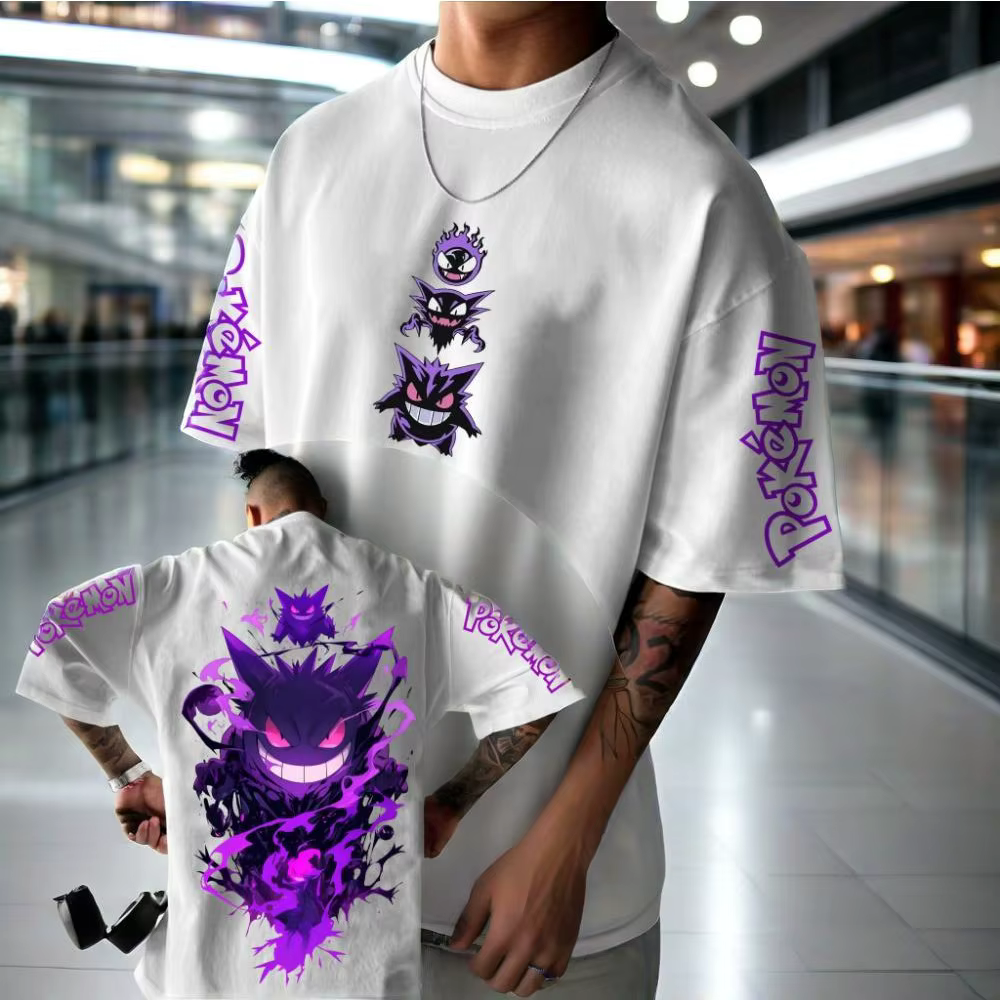 Pokémon Animation dérivés Gengar impression T-shirt hommes et femmes été surdimensionné ample coton 