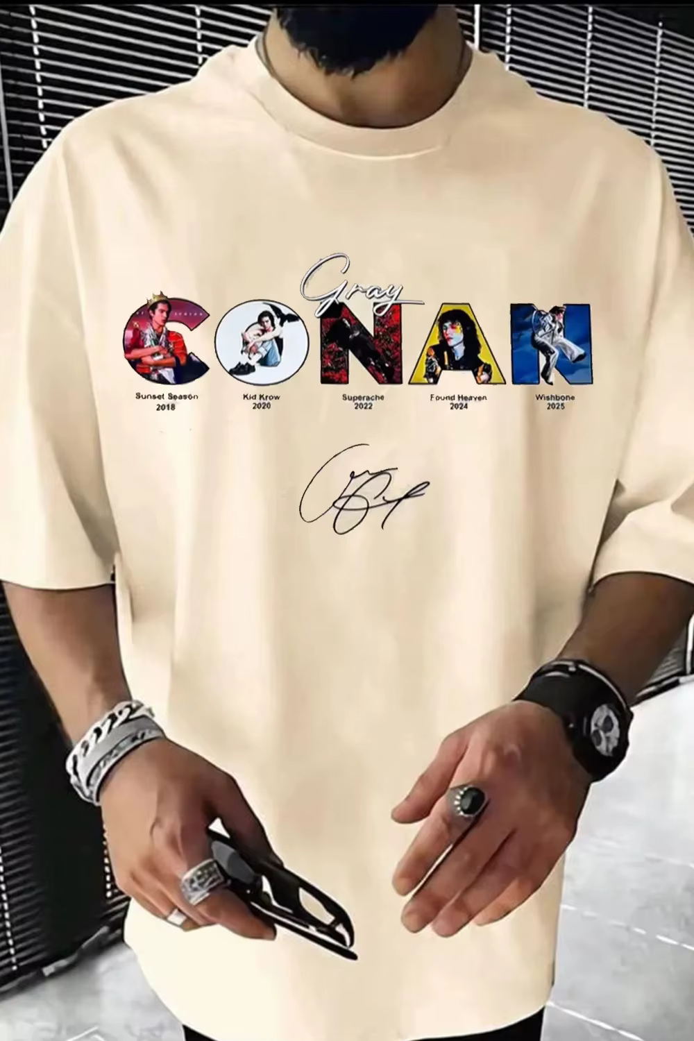 T-shirt graphique Conan Gray oversize tendance pour hommes et femmes, en coton, décontracté, à manch