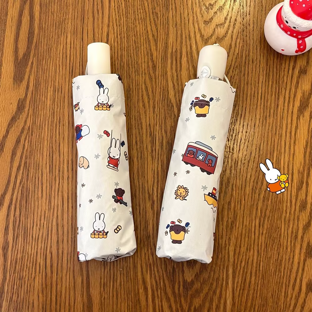 Kawaii Miffy – parapluie à motifs blanc cassé, Protection UV contre la pluie, pliable, Portable, mot