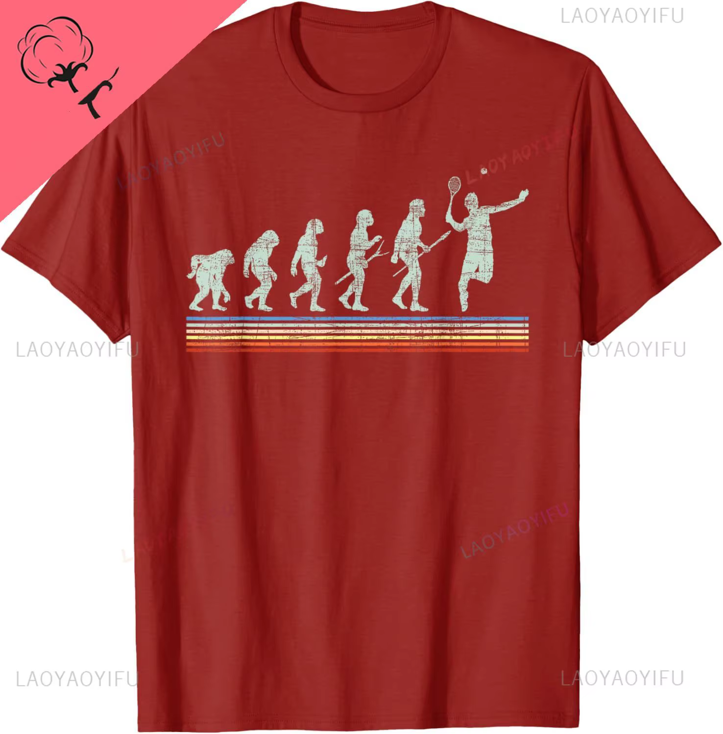 T-shirt graphique rétro en coton unisexe, streetwear d'été, joueur de tennis, évolution, amateurs de