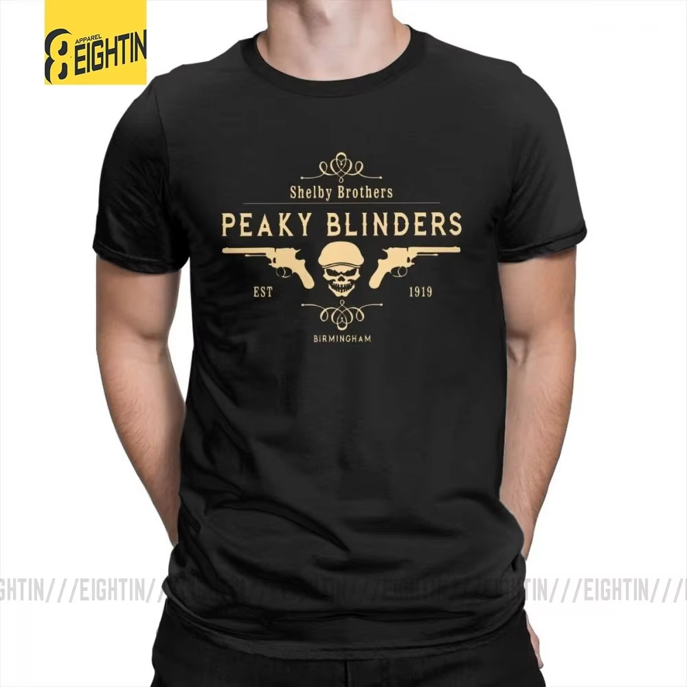Hommes t-shirt Shelby frères nouveauté col rond manches courtes T-Shirts hommes blanc T-Shirts 100% 