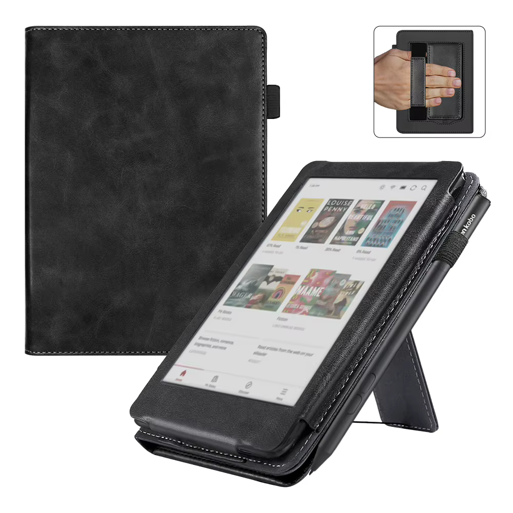 Étui avec dragonne pour Kobo Clara BW Color 2024, 6 pouces, housse de sommeil en cuir PU, Ebook N365