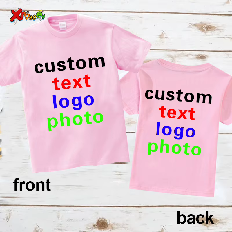 T-shirt personnalisé pour enfants, logo personnalisé, photo personnalisable, haut à manches courtes 