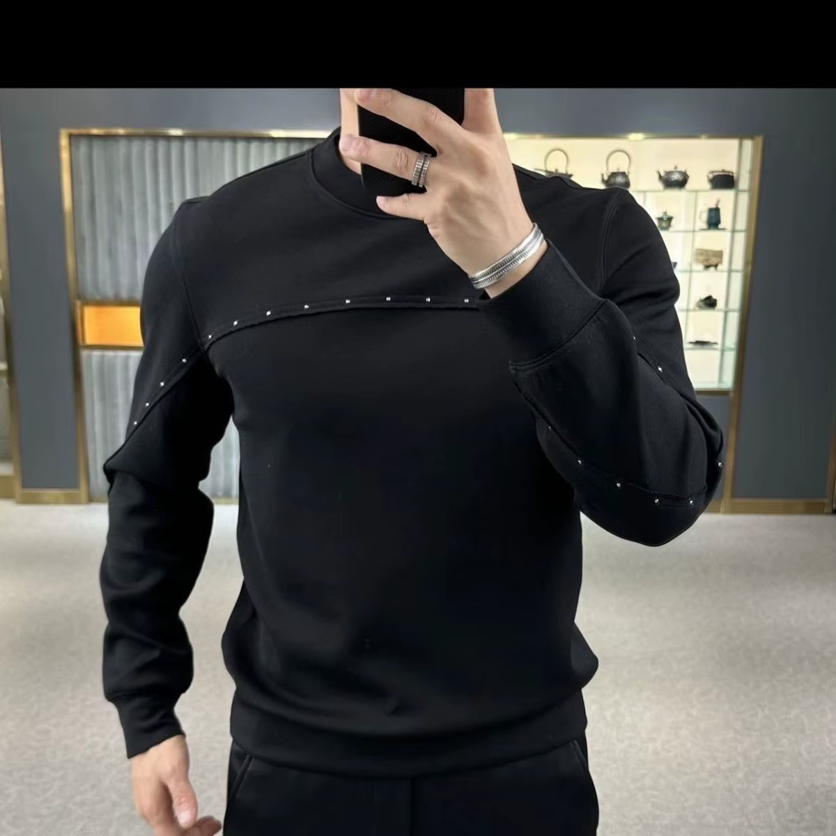 Sweat à capuche à manches longues pour hommes, européens, de haute qualité, col rond, tendance et po