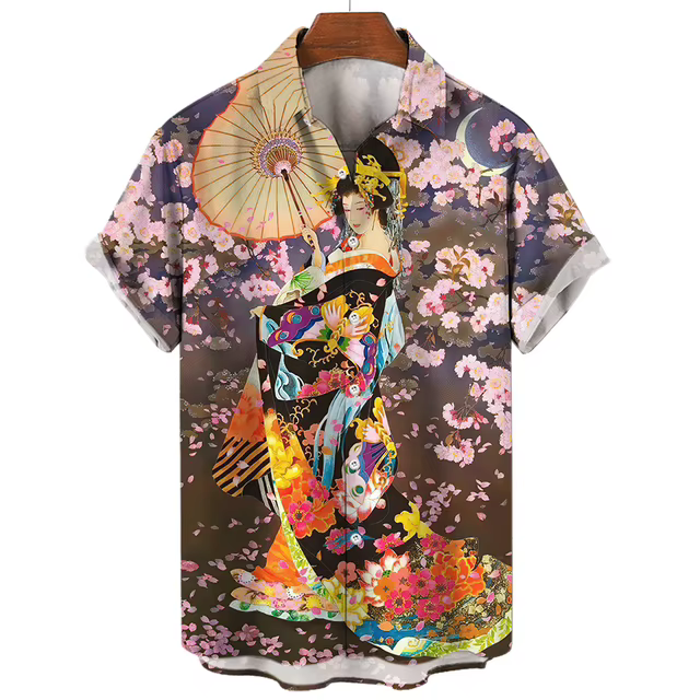 CHRISTATO-Chemises Geisha japonaises pour hommes, mode hawaïenne, vêtements d'été décontractés, chem