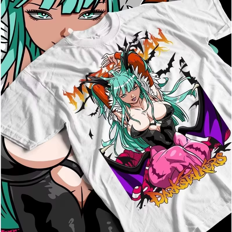 Vêtements pour hommes, T-shirt Morrigan Aensland, T-shirt Darkstalkers, chemise Anime, cadeau Waifu,