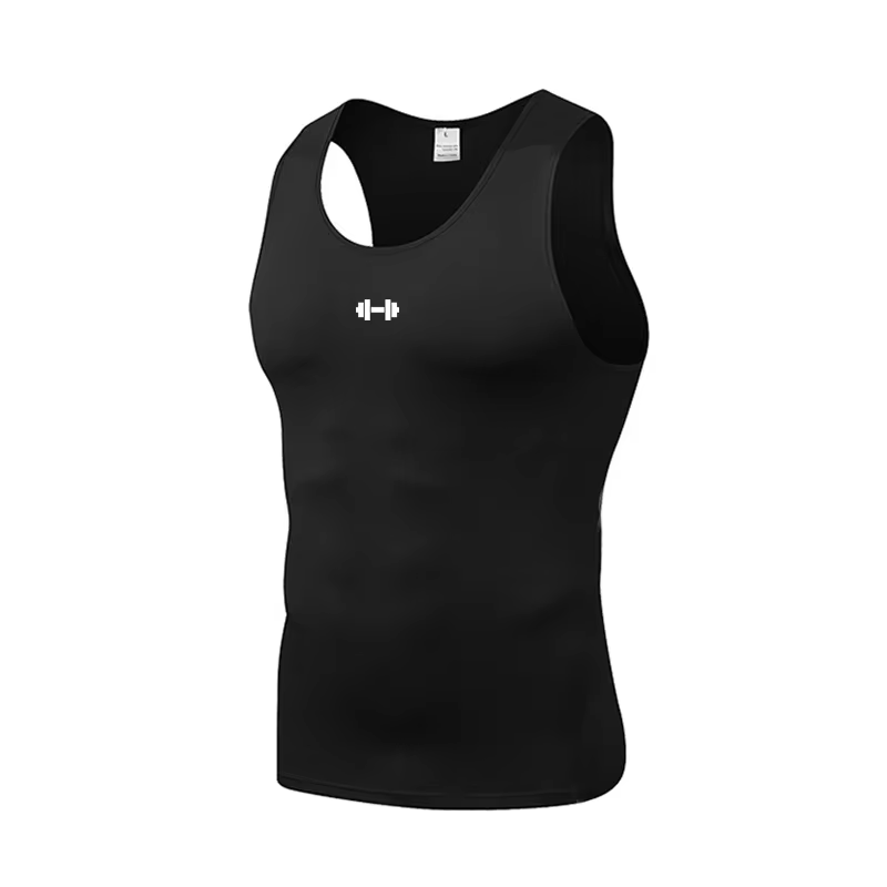Vêtements de sport d'été pour hommes, gilets imprimés d'haltères de course, élastiques, Slim Fit, dé