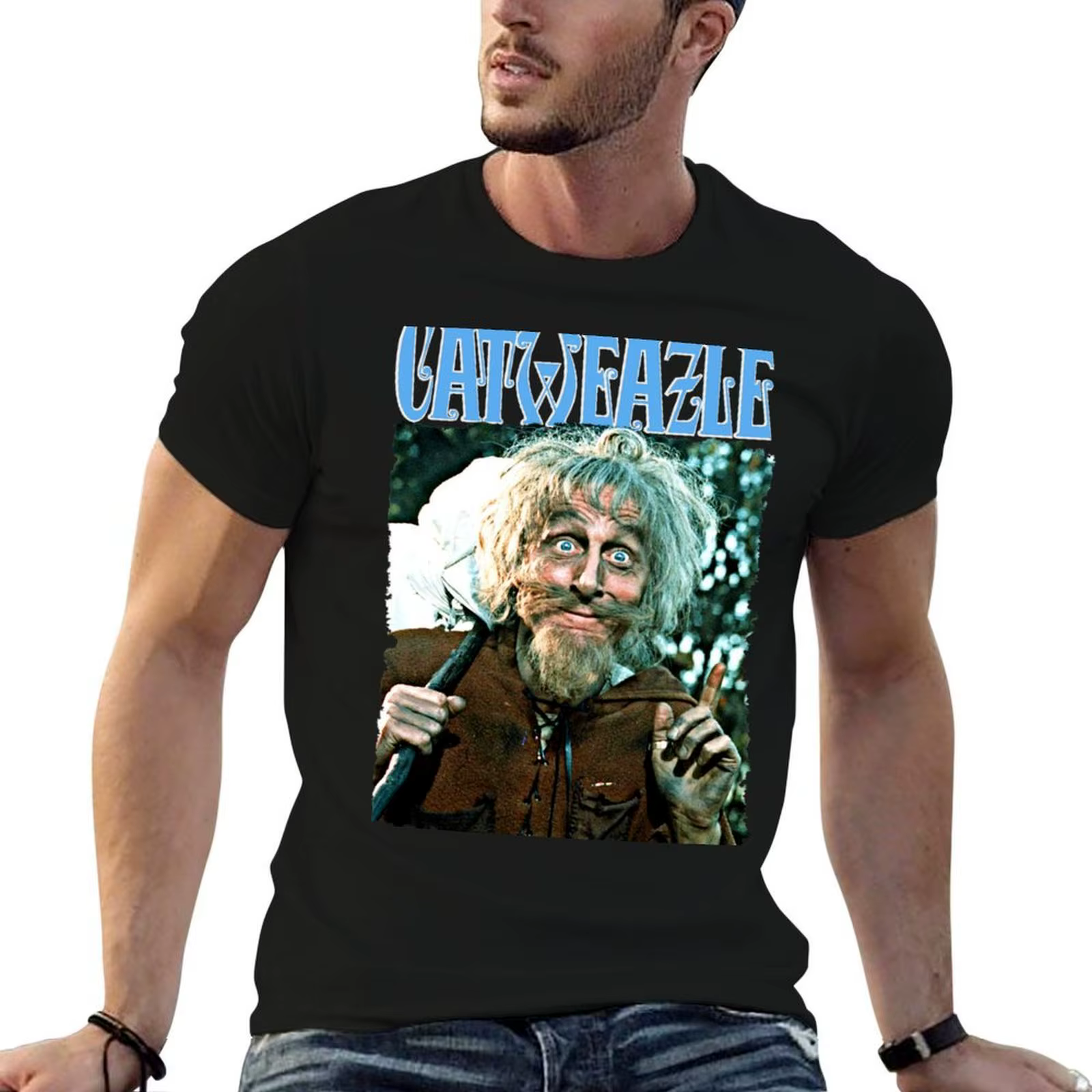 T-shirt Catweazle (transparent) à manches courtes avec imprimé élégant
